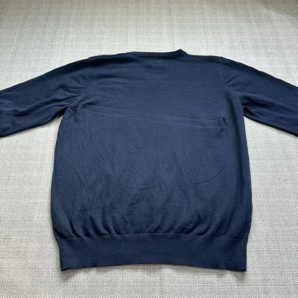LL Bean Sweater Men Large Blue Pullover V Neck Cashmere Blend Gorp Cabin Comfort